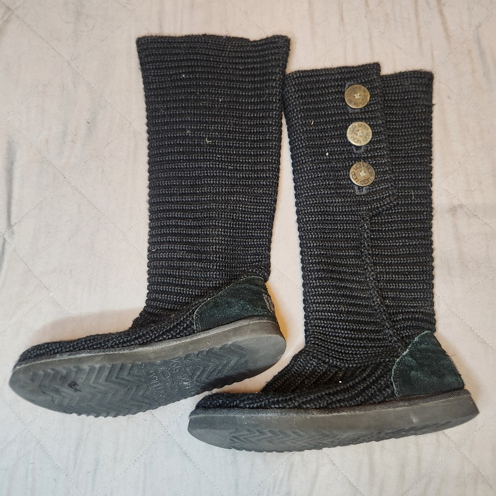 UGG Australia Cardy Women's Classic Knit Tall 16" Boots Black‎ US 8 Convertible